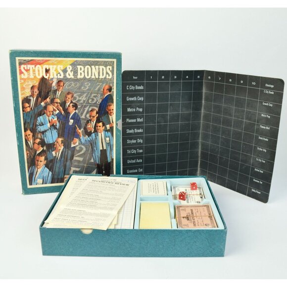 Vintage 1964 3M Stocks & Bonds Bookshelf Game Lightly Played - Picture 1 of 6